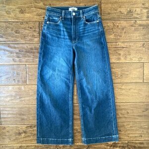 Paige Jeans Anessa High Rise Cropped Wide Leg Blue Medium Wash Denim 27
